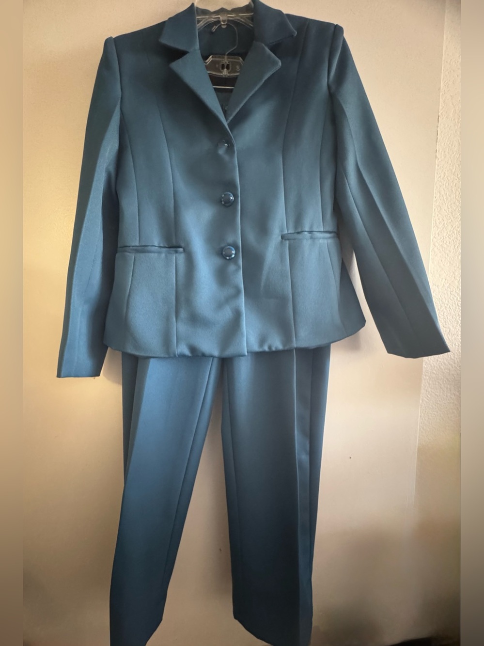 Classic Teal/Blue Women's Pant Suit - Custom Made - Pre-loved — See Measurements
